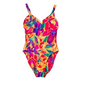 Vintage Tropical One Piece Swimsuit Size Large Beach Cruise Vacation